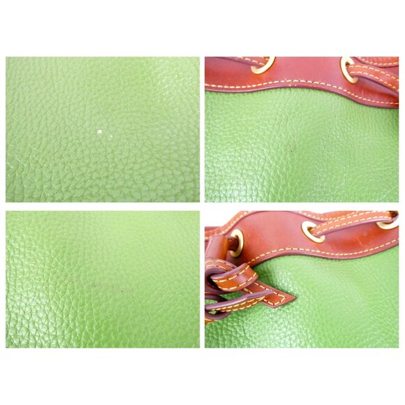 Dooney & Bourke Green Brown Leather Drawstring Bag - Picture 10 of 13